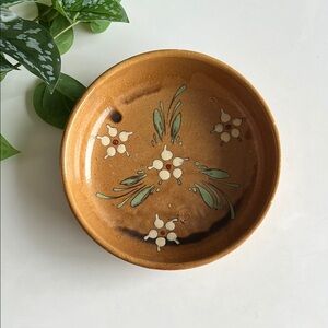 Vintage Floral Pottery Bowl Catchall Decor Soufflenheim